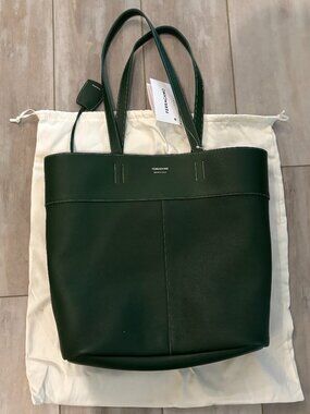 NWT Ferragamo Forest Green Calfskin Leather Tote Bag w/ Dust Bag